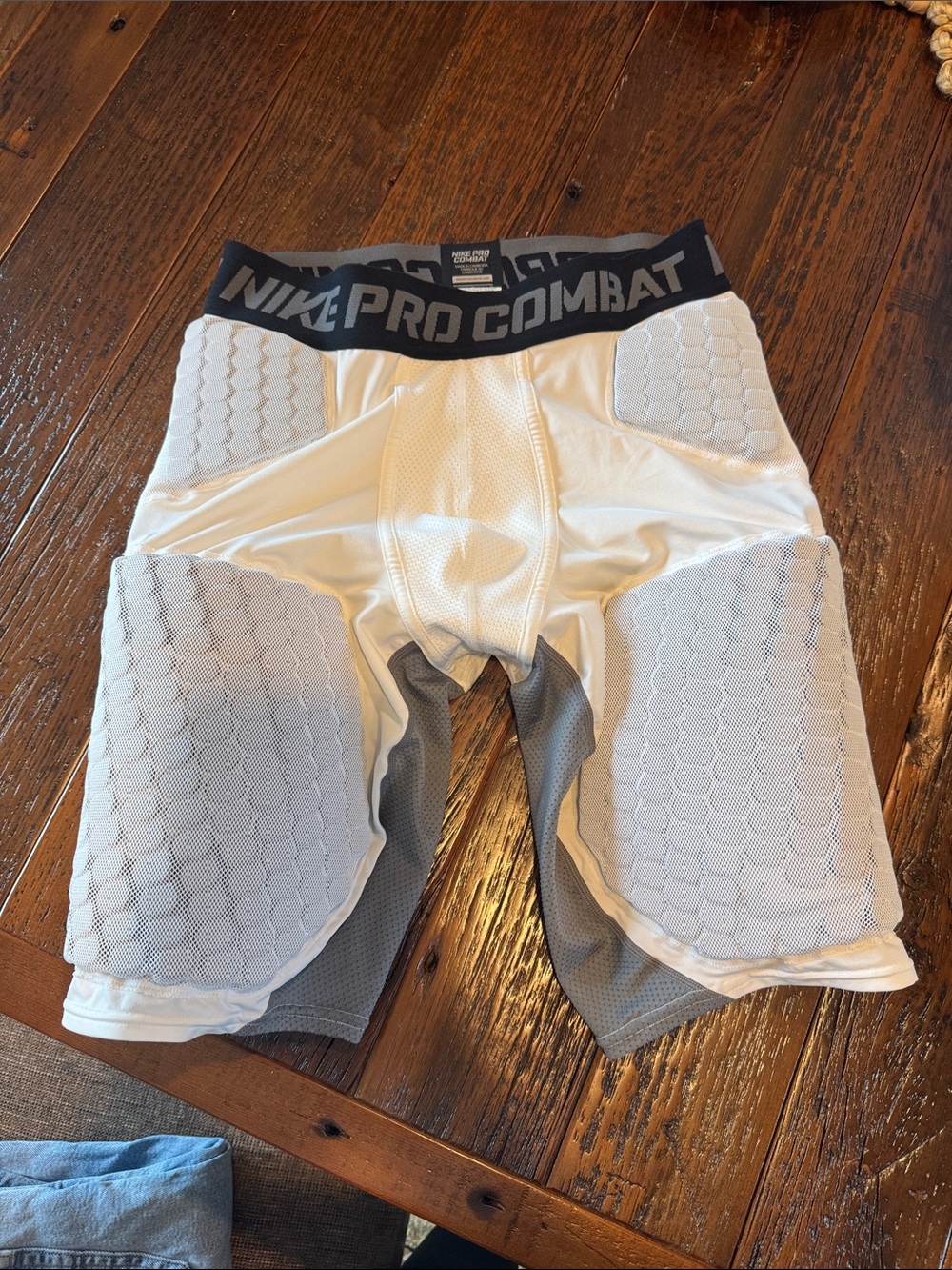 Nike White and Gray Pro Combat Padded Compression Shorts